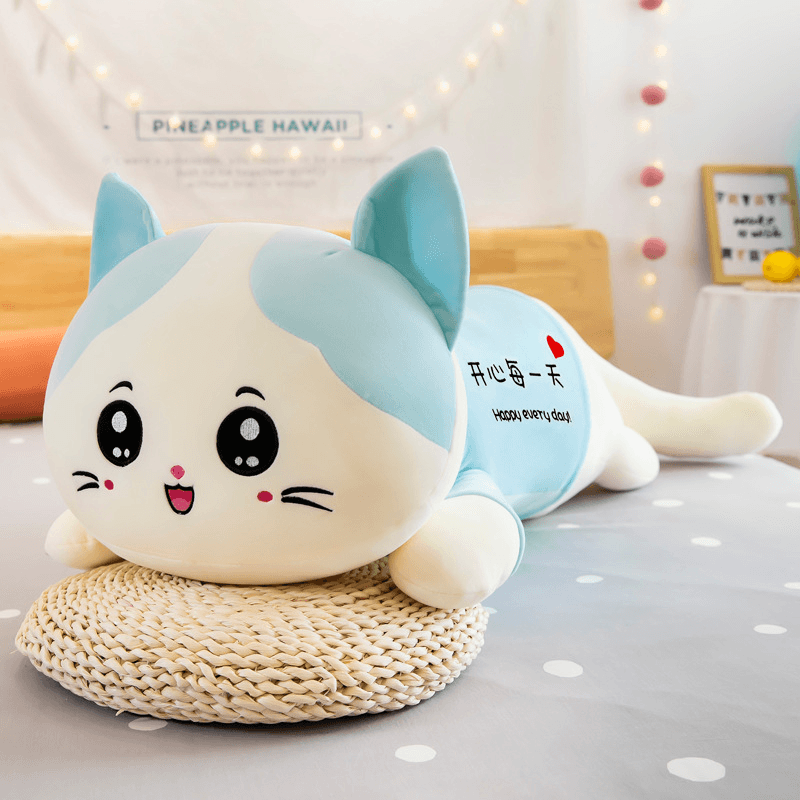 Cute Cat Plush Toy Sofa Cushion Long Throw Pillow - MRSLM