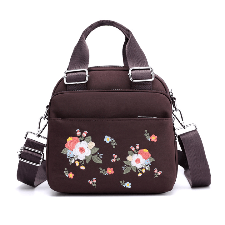 Women Light Weight Waterproof Flower Embroidered Crossbody Bag Shoulder Bag - MRSLM