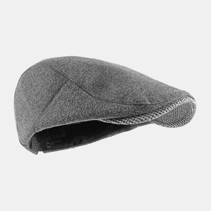 Unisex Plain Felt Berets Hasp Adjustable British Retro Simple Forward Hat Flat Hat Driver Hat - MRSLM