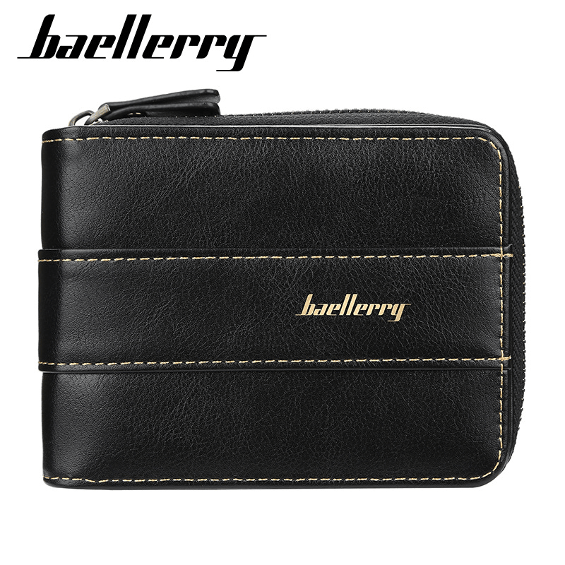 Baellerry Men Faux Leather Zipper Wallet Three-Fold Creative Driving License Card Holder - MRSLM