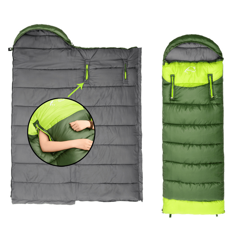 WIND TOUR Adults Spliceable 1.5KG Cotton Sleeping Bags Outdoor Sports Thicken Hiking Camping Warm Sleeping Bag - MRSLM