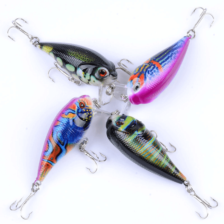 ZANLURE 4PCS 5.5CM 9G Fishing Lures Bass Crankbaits Fishing Bait Hook Lifelike 3D Eyes Lure - MRSLM