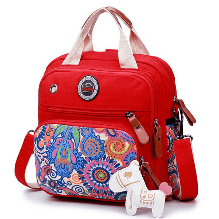 Women Canvas Large Capacity Light Weight Multifunction Travel Outdooors Crossboby Bag Backpack - MRSLM