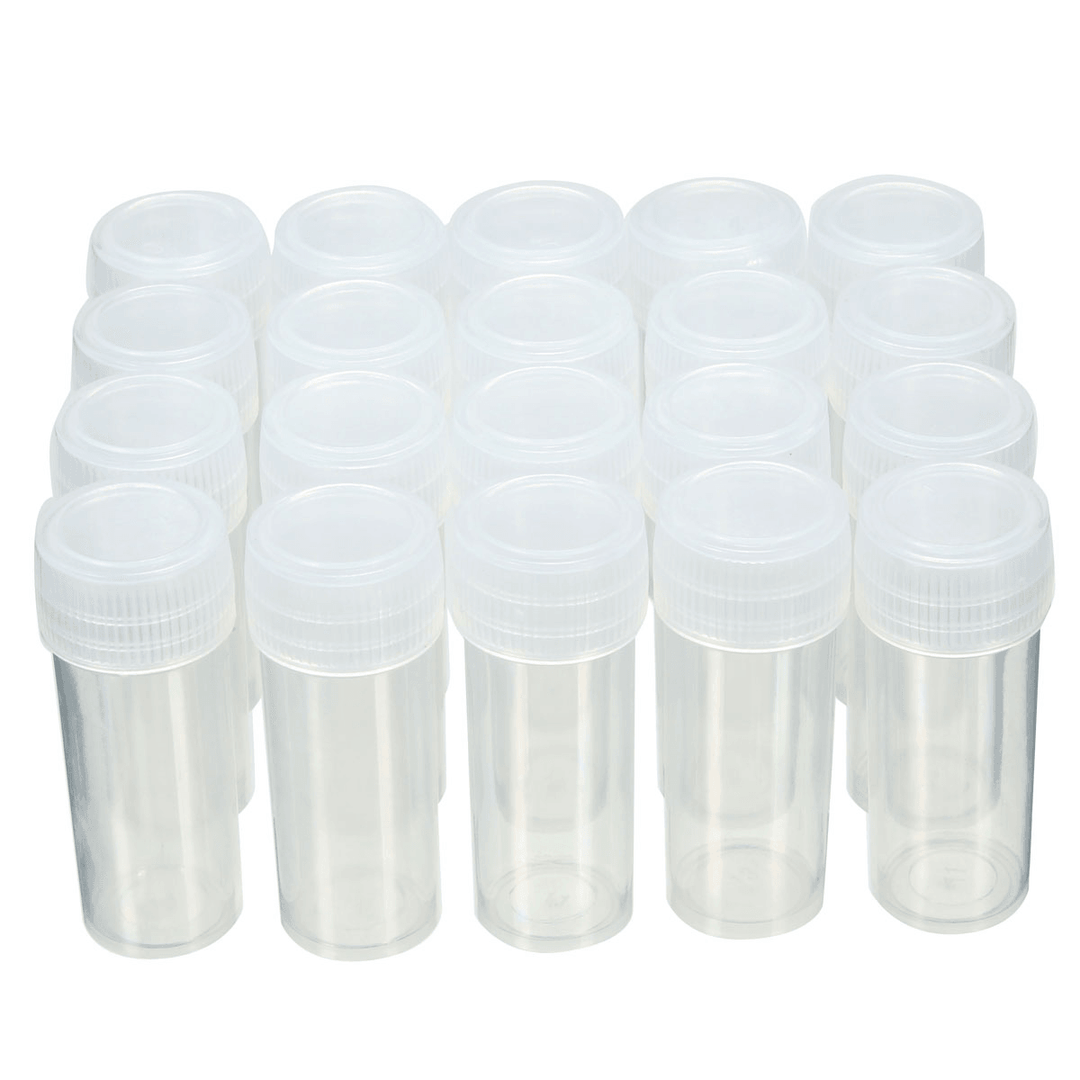 20Pcs 5Ml Chemistry Plastic Test Tube Vials with Seal Caps Pack Container - MRSLM