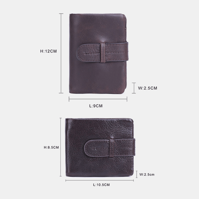 Men Oil Wax Leather Short Foldable Wallet Retro Fashion Thin Bifold Clutch Wallet Coin Purse Card Holder Money Clip - MRSLM