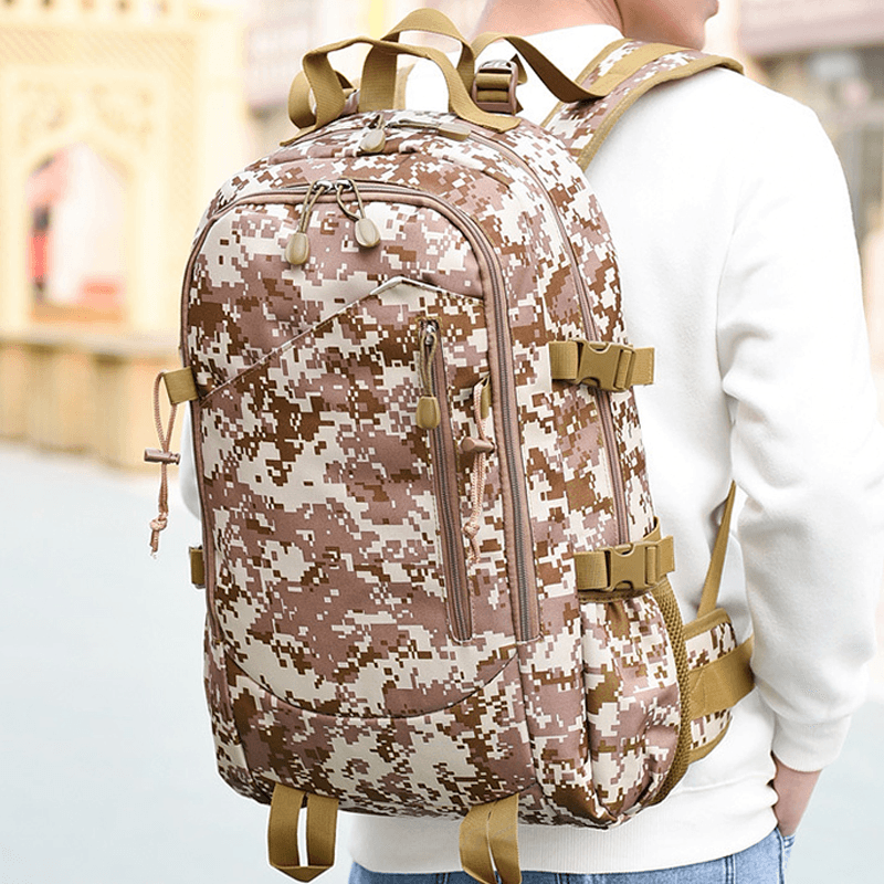 Men Large Capacity Waterproof Nylon Camouflage Backpack Travel Bag - MRSLM