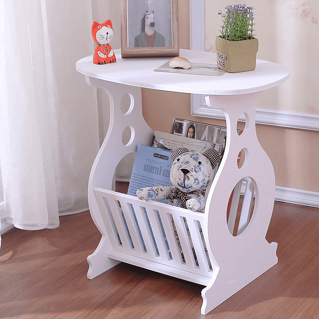 Mini Tea Table PVC Plastic Oval Coffee Home Living Room Storage Rack Bedside - MRSLM