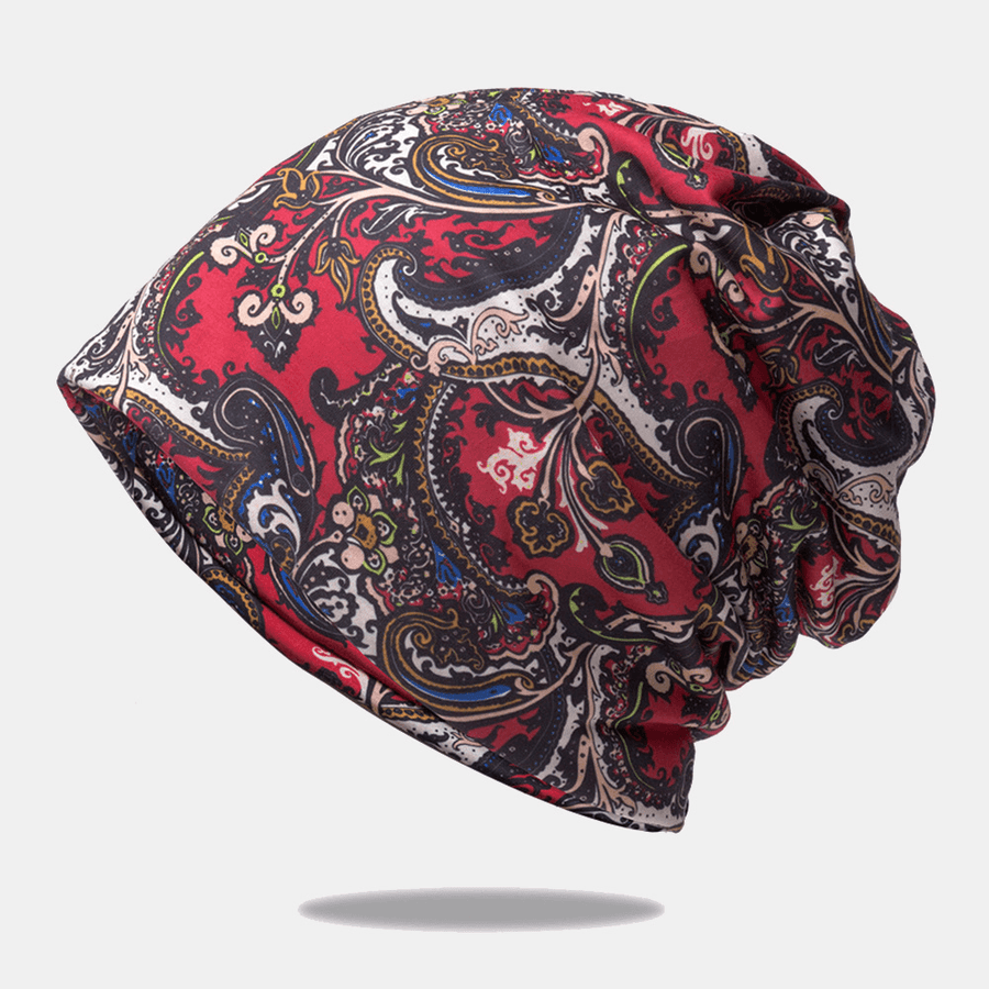 Women Fashion Colored Floral Printed Dual-Use Baotou Hat Neck Protection Sunshade Bib Scarf Elastic Breathable Beanie Hat - MRSLM