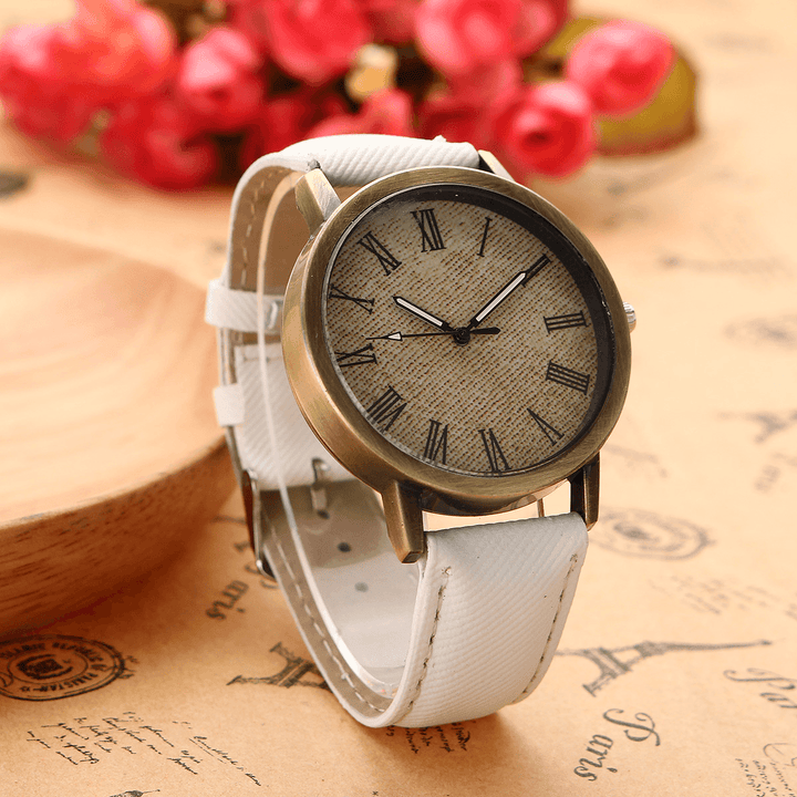 Fashion Colorful Strap Denim PU Strap Casual Dial Men Women Watch Quartz Watch - MRSLM