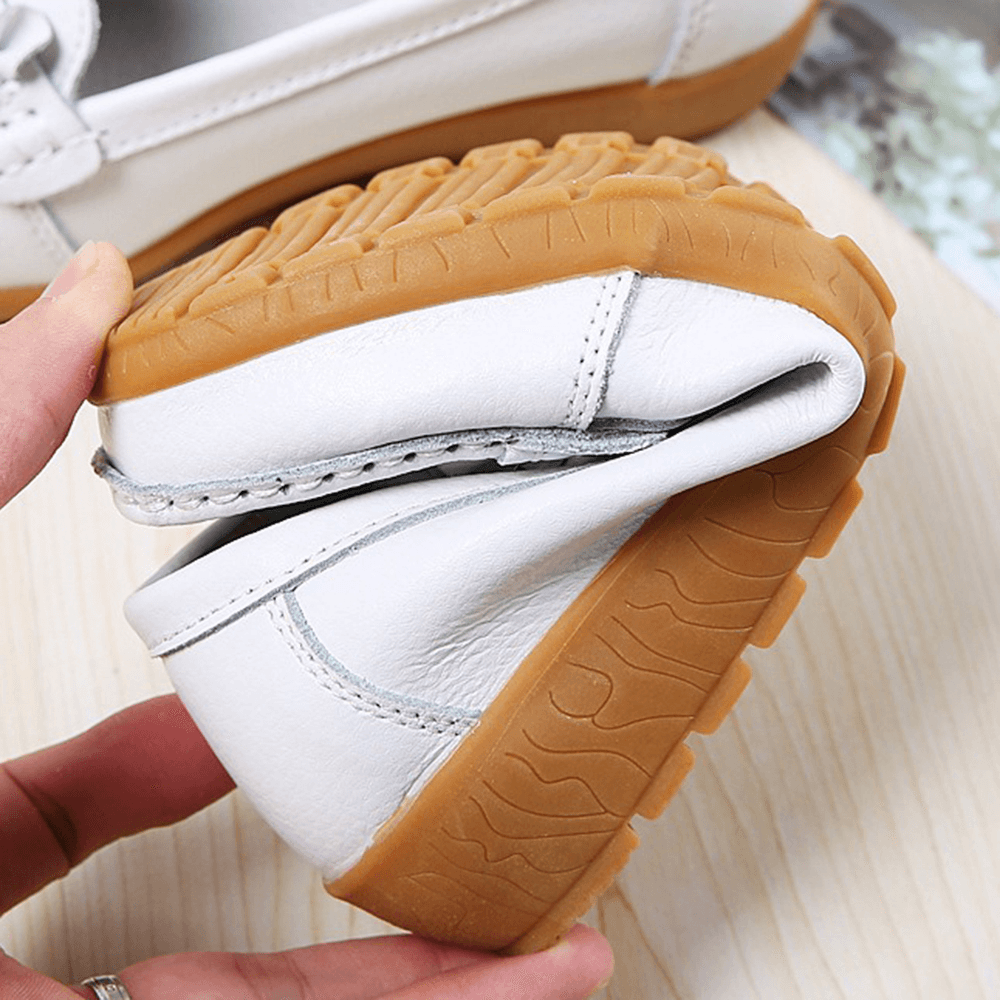 Women Bowknot Stitching Decor Comfy Slip Resistant Casual Loafers - MRSLM