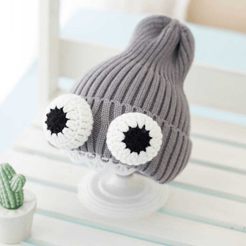 Autumn and Winter Baby Hats Korean Version of Big Eyes Girls Knitted Hats Boys Ear Protection Warm Hats Children'S Woolen Hats - MRSLM