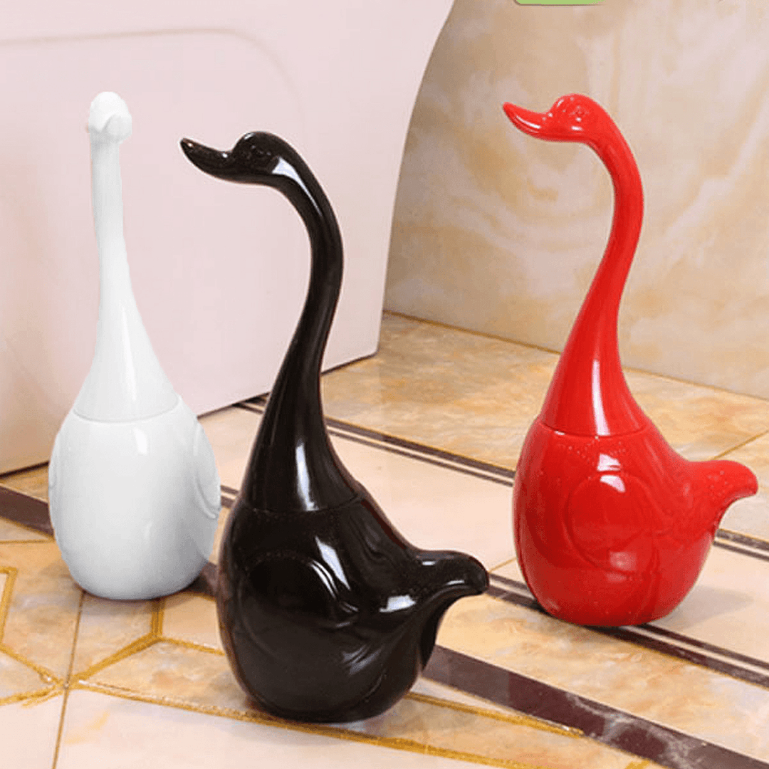 360° round Toilet Brush Swan Creative Bathroom Cleaning Exquisite Long Handle - MRSLM