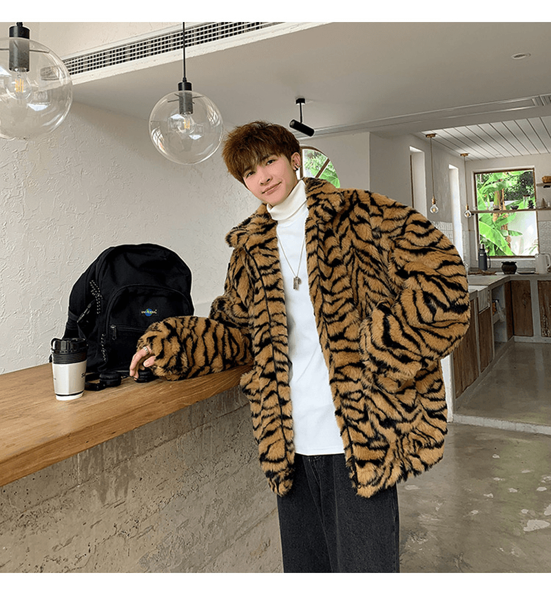 American Retro Tooling Jacket Loose Furry Faux Fur - MRSLM