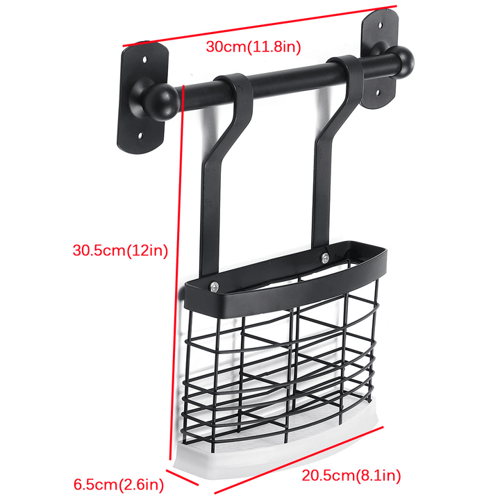 Wall-Mounted Rack Black Stainless Steel Kitchen Shelf Pot Cover Shelf Cover Storage Rack - MRSLM