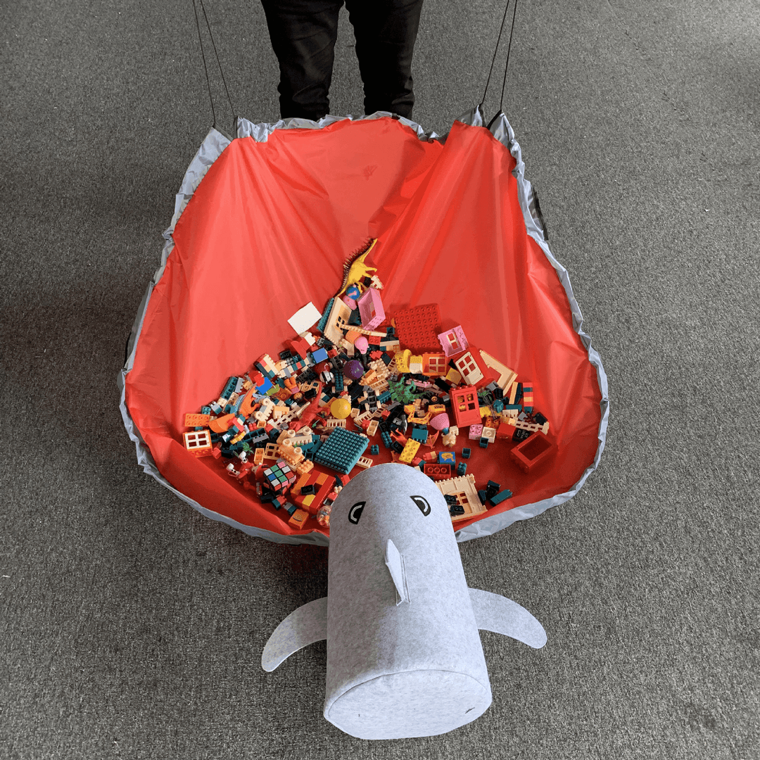 Children'S Toy Storage Bag Felt Cartoon Shark Storage Bucket - MRSLM