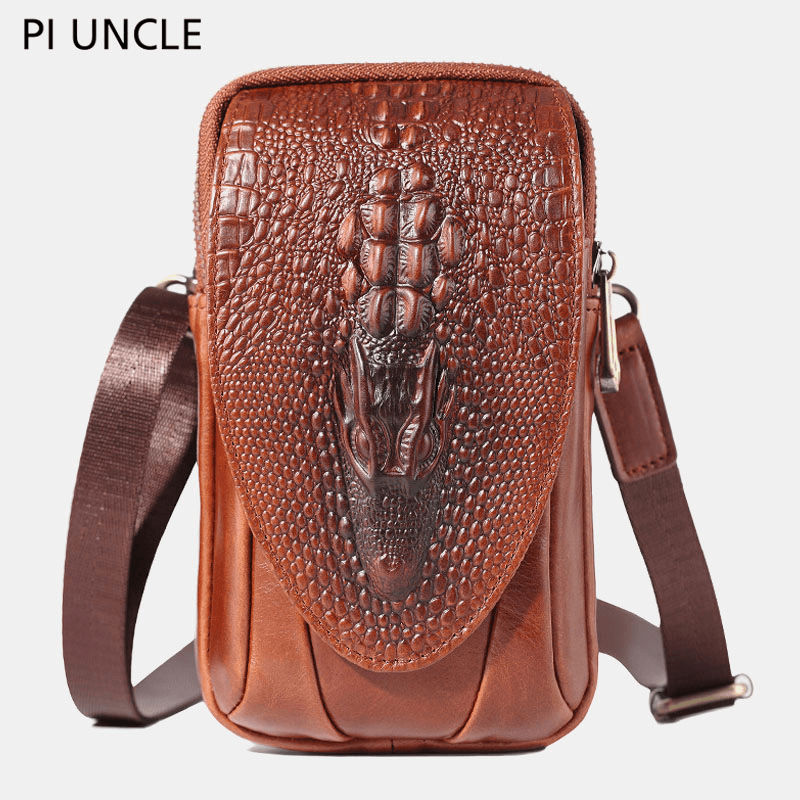 Men Genuine Leather Shoulder Bag Crossbody Bag Waist Bag - MRSLM