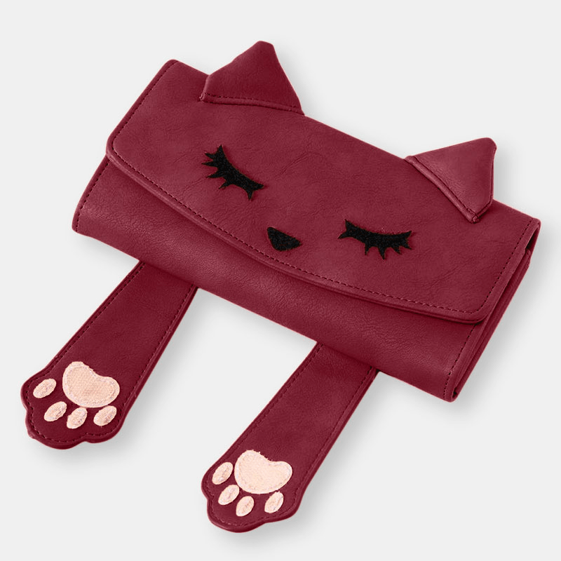 Women Fashion Cute Cat Small Handbag Long Wallet Purse - MRSLM