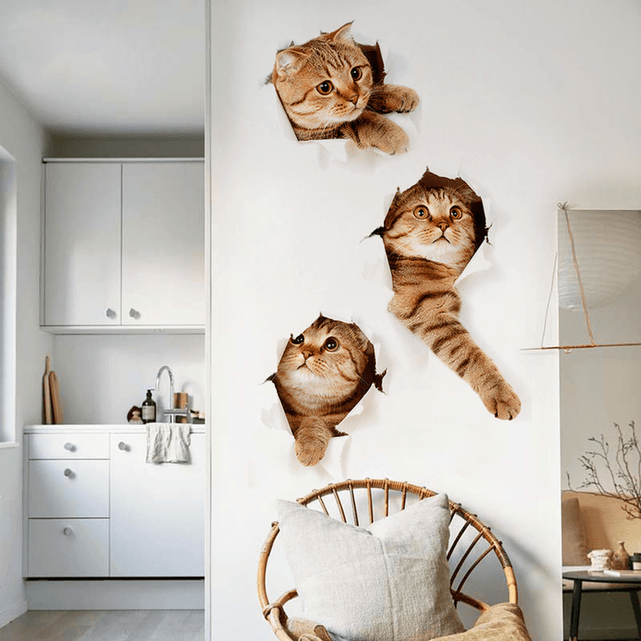 Miico 3D Creative PVC Wall Stickers Home Decor Mural Art Removable Cat Wall Decals - MRSLM