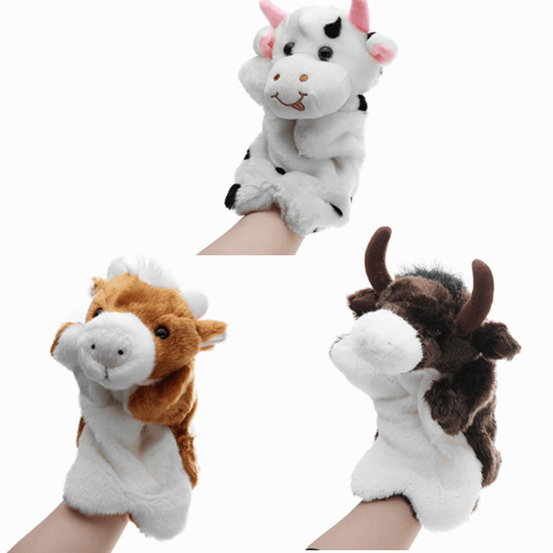 27CM Stuffed Animal Cow Hand Puppet Classic Children Figure Puppet Toys Plush - MRSLM