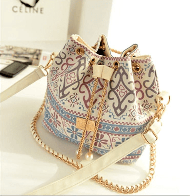 Women Stylish Canvas Bucket Bag Shoulder Bag Crossbody Bag - MRSLM