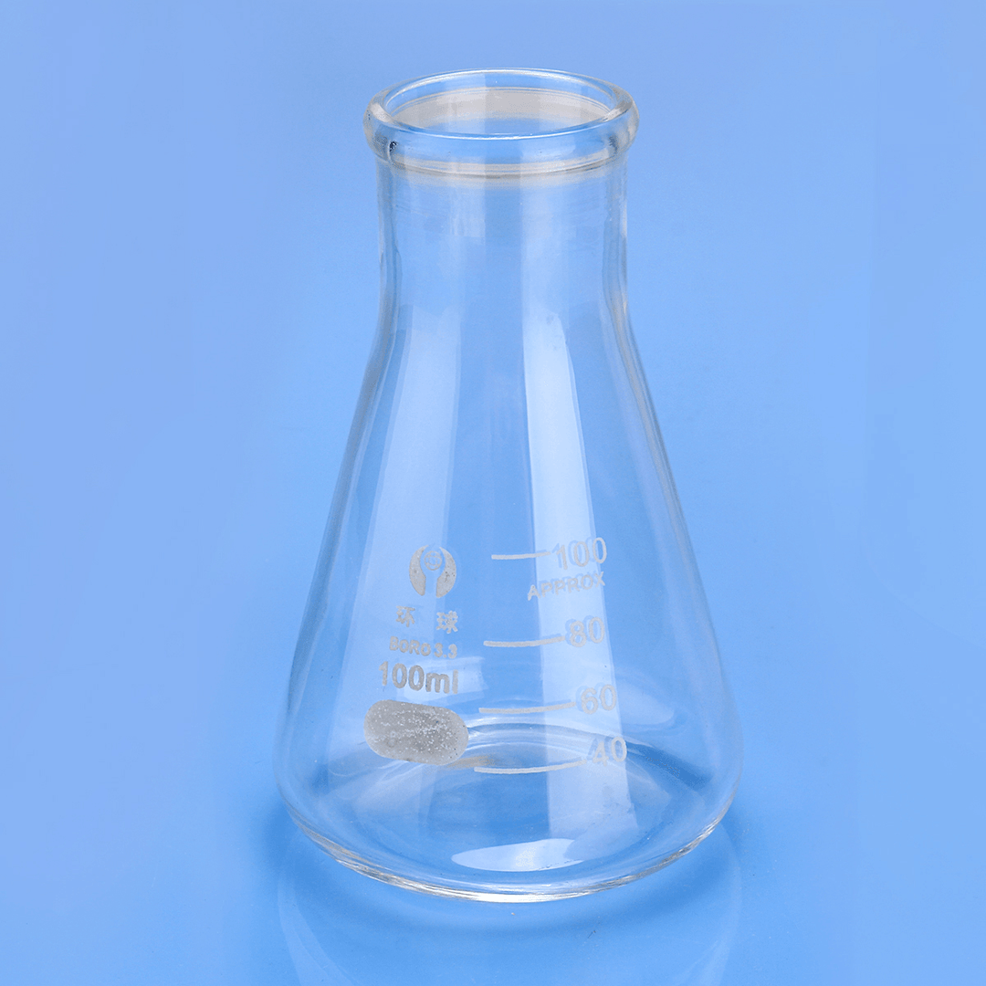 100Ml Lab Glass Erlenmeyer Conical Flask Bottle W/ Rim Borosilicate Laboratory Glassware - MRSLM