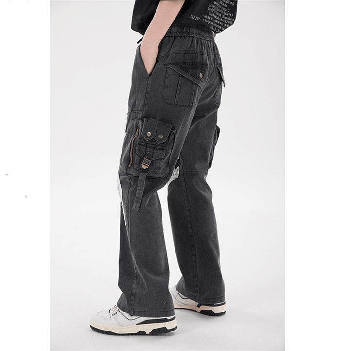 Multi-Pocket Zipper Patch Men'S Trousers Silhouette Casual Pants - MRSLM