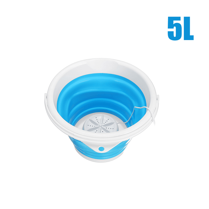 5L/10L Foldable Mini Washing Machine Rotating Ultrasonic Turbines Washer EU Plug USB Charging Laundry Clothes Cleaner for Outdoor Travel - MRSLM