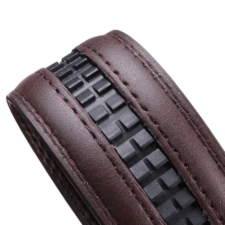 Men Second Floor Cowhide Leather Belt Automatic Buckle Black Brown Waist Strap Waistband - MRSLM