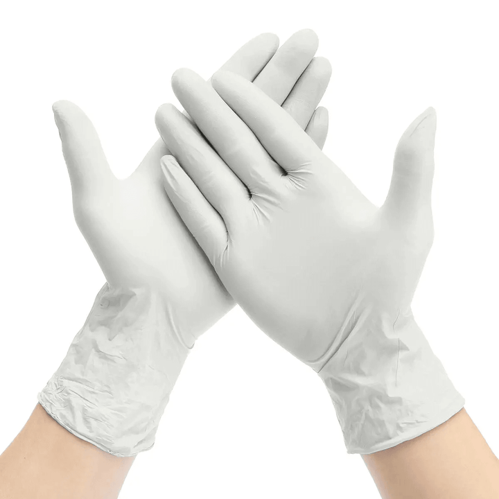 100 Pcs White Thickness Disposable Nitrile Latex Gloves Waterproof Kitchen Safety Food Prep Cooking Glove - MRSLM