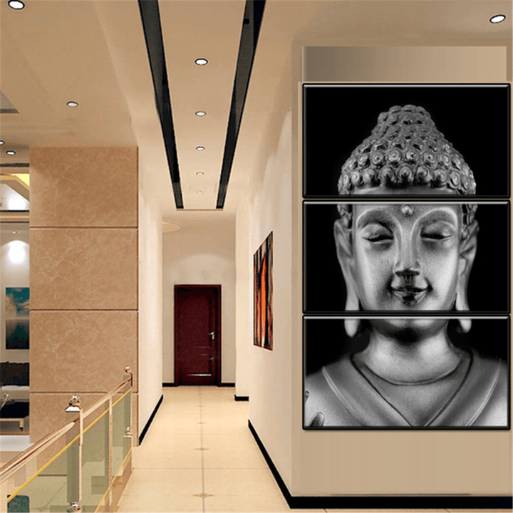 3 Panel Statue Meditation Painting Print on Home Decor Room Wall Sticker - MRSLM