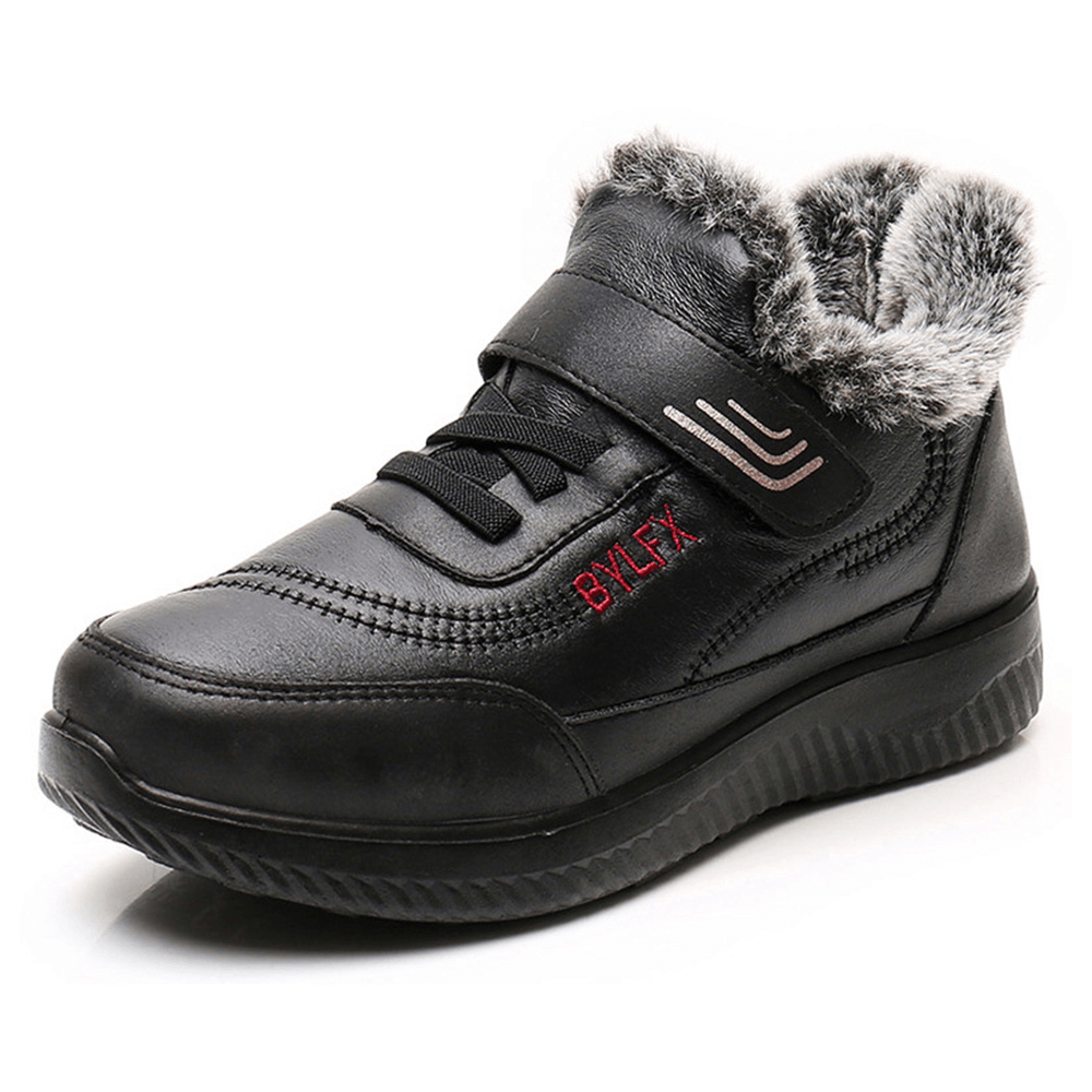 Women Warm Lining Casual Waterproof Hook Loop Cotton Snow Boots - MRSLM