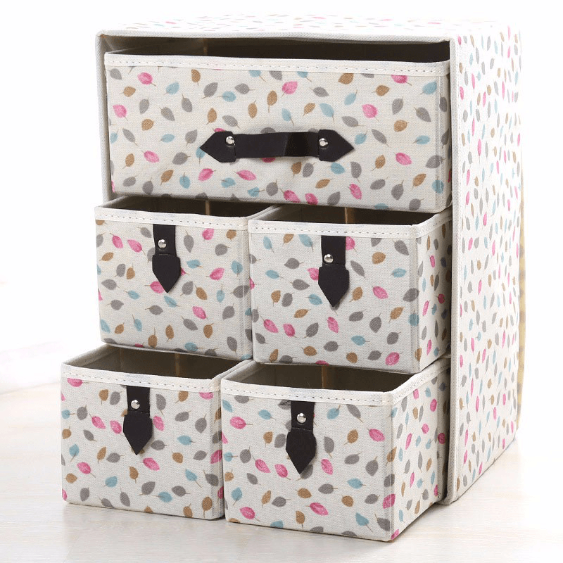 Three Layer Storage Box Five Drawer Non-Woven Underwear Cosmetic Makeup Sundries Organizer - MRSLM