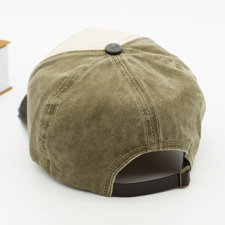 Unisex Cotton Washed Hole Number Letter Pattern Fashion Sunshade Adjustable Baseball Cap - MRSLM
