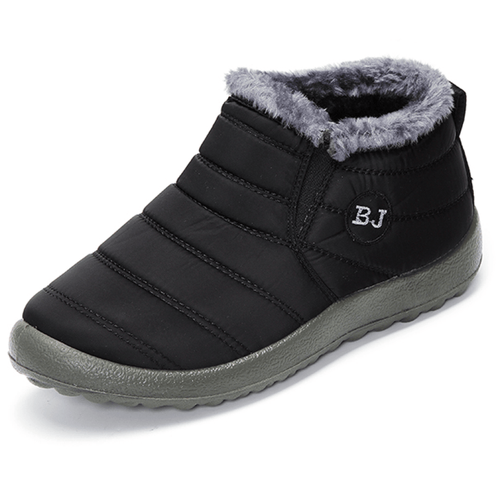 LOSTISY BJ Shoes Warm Wool Lining Flat Ankle Snow Boots for Women - MRSLM