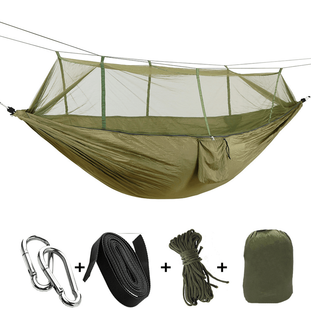 260X140Cm Outdoor Double Camping Hammock Hanging Swing Bed with Mosquito Net - MRSLM