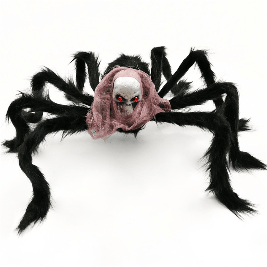 75*75Cm Simulation Skull Ghost Head Plush Spider Spider Leg Straighten Horror Toy - MRSLM