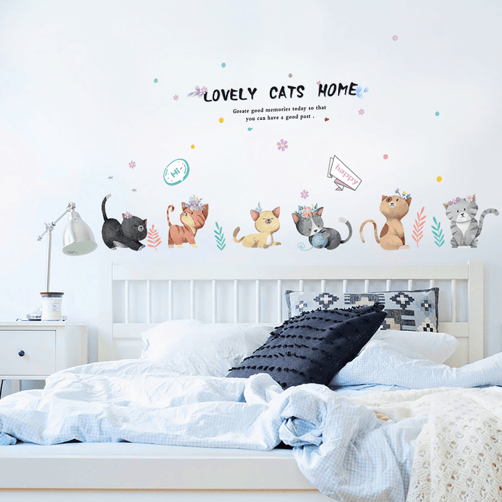 Miico SK7184 Hand-Painted Cat Wall Sticker Children'S Room Kindergarten Decorative Stickers DIY Sticker - MRSLM