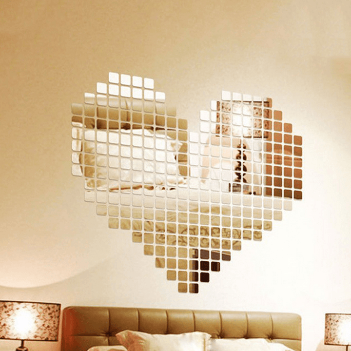 100PCS Living Room TV Background Wall Decoration Paste 3D Square Mirror Wall Sticker, Crystal 3D Acrylic Wall Paste - MRSLM