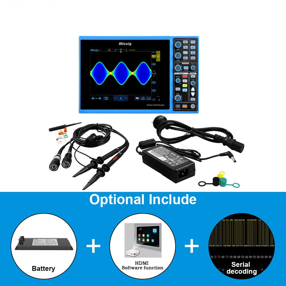 Micsig STO2202C Dual Channel Smart Digital Oscilloscope 200Mhz 2Gsa/S 280Mpts Storage Depth Handheld Oscilloscope - MRSLM