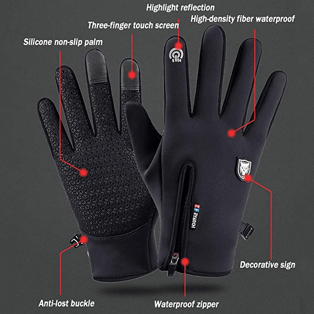 Unisex Touch Screen Windproof Cycling Gloves Full Finger Waterproof Cold Proof Silicone Anti-Slip Winter Outdoor Climbing Driving Gloves - MRSLM