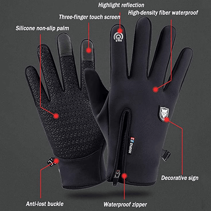 Unisex Touch Screen Windproof Cycling Gloves Full Finger Waterproof Cold Proof Silicone Anti-Slip Winter Outdoor Climbing Driving Gloves - MRSLM