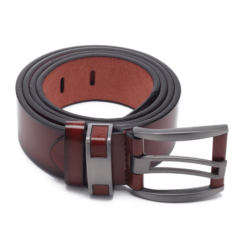 108CM Business Alloy Buckle Leather Belt Plain Waistband - MRSLM