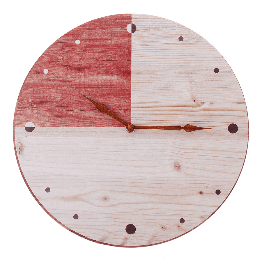 11'' Retro round Wooden Wall Clock DIY Digital round Room Home Office Bar Decor - MRSLM