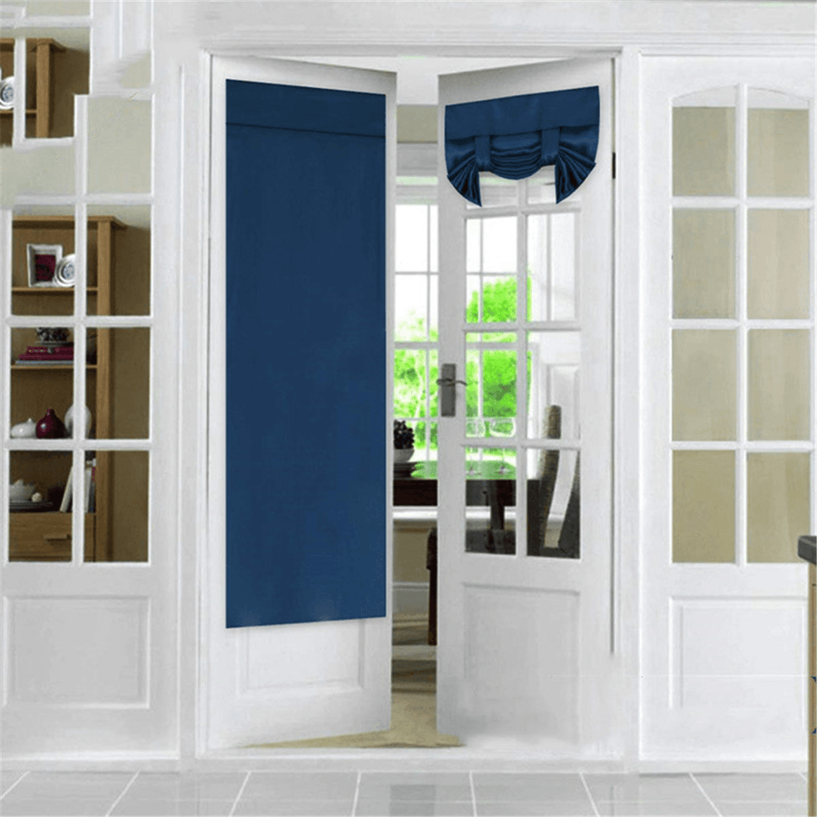 66X173Cm French Door Window Curtain Shading Curtain Folding Pure Color Curtain for Home Window Decoration - MRSLM