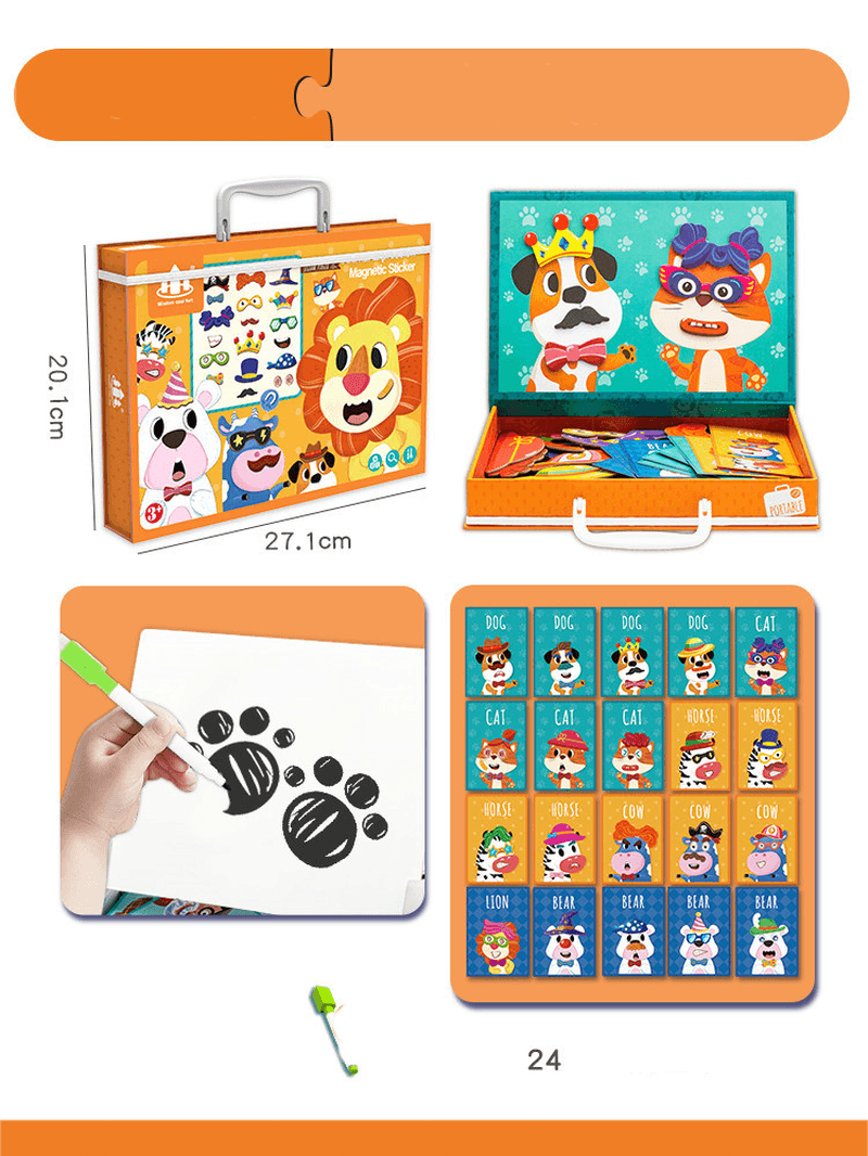 Magnetic Puzzle Children''S Educational Toys Magnetic Stickers 2-3 Years Old 6-Year-Old Girls Boys Kindergarten Early Education Wooden Board - MRSLM