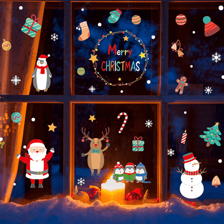 2020 Christmas Decoration Sticker Glass Windows Decals Merry Christmas Home Decoration Wall Stickers Kids Room New Year Wallpaper - MRSLM