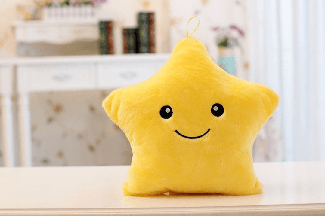 Smile Star LED Flash Light Stuffed Cushion Soft Cotton Plush Throw Pillow Decor Children Valentines Gift Toy - MRSLM