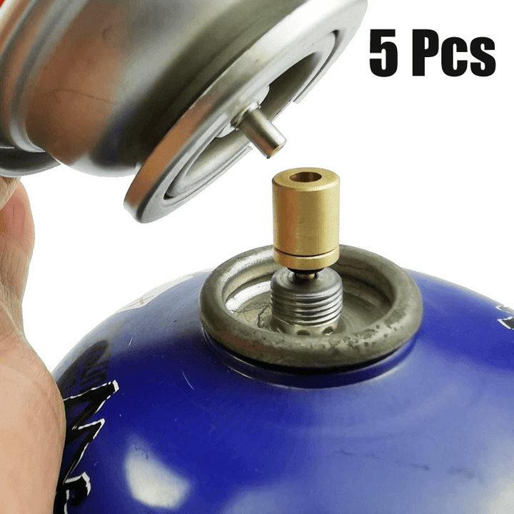 5 Pcs Brass Outdoor Stove Converter BBQ Gas Cylinder Burner Tank Regulator Valve Refill Adapter Camping Picnic - MRSLM