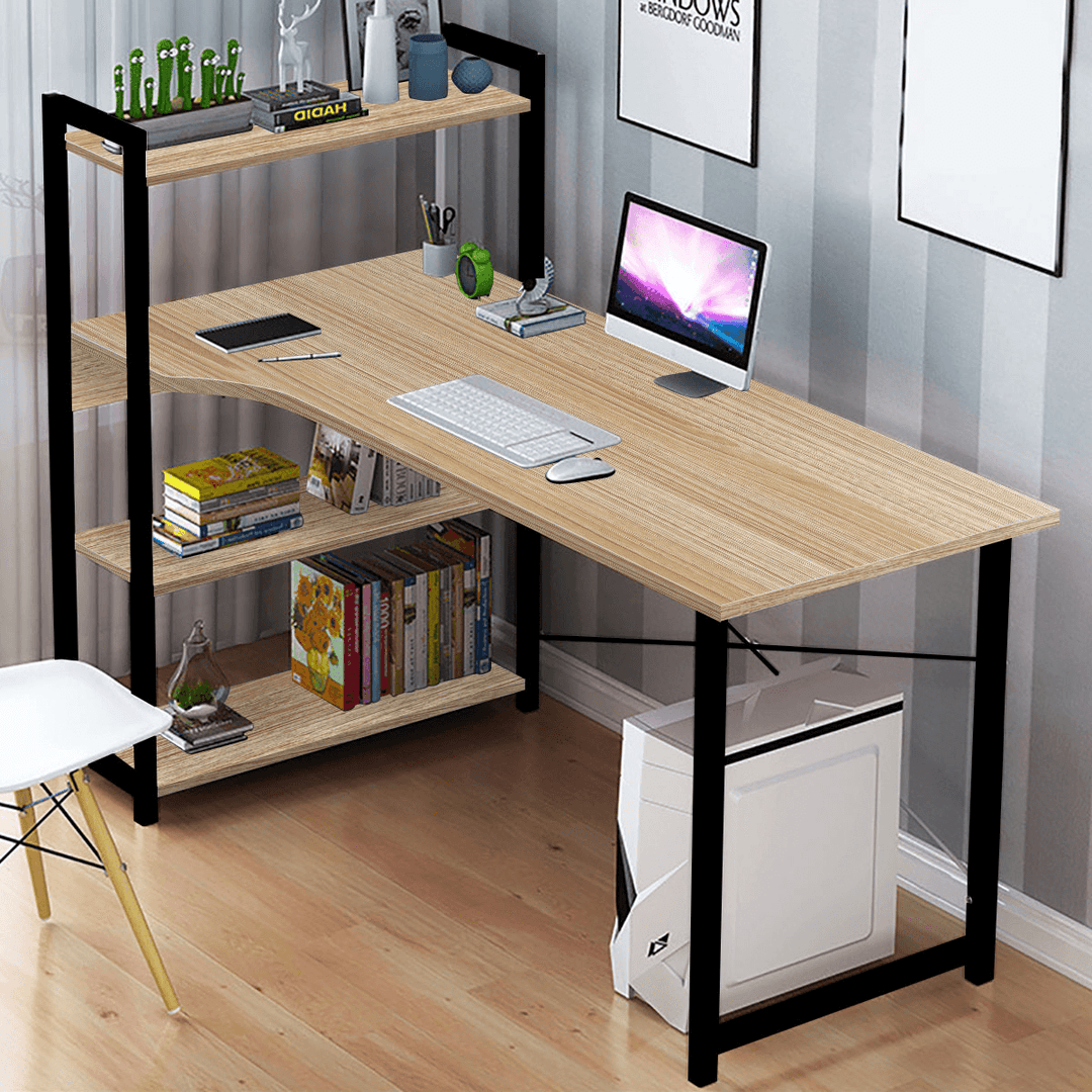 Computer Laptop Desk Writing Study Table Bookshelf Desktop Workstation with Storage Racks Home Office Furniture - MRSLM