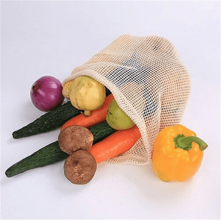 Degradable Organic Cotton Mesh Bag Vegetable Fruit Container for Home Garden Storage - MRSLM